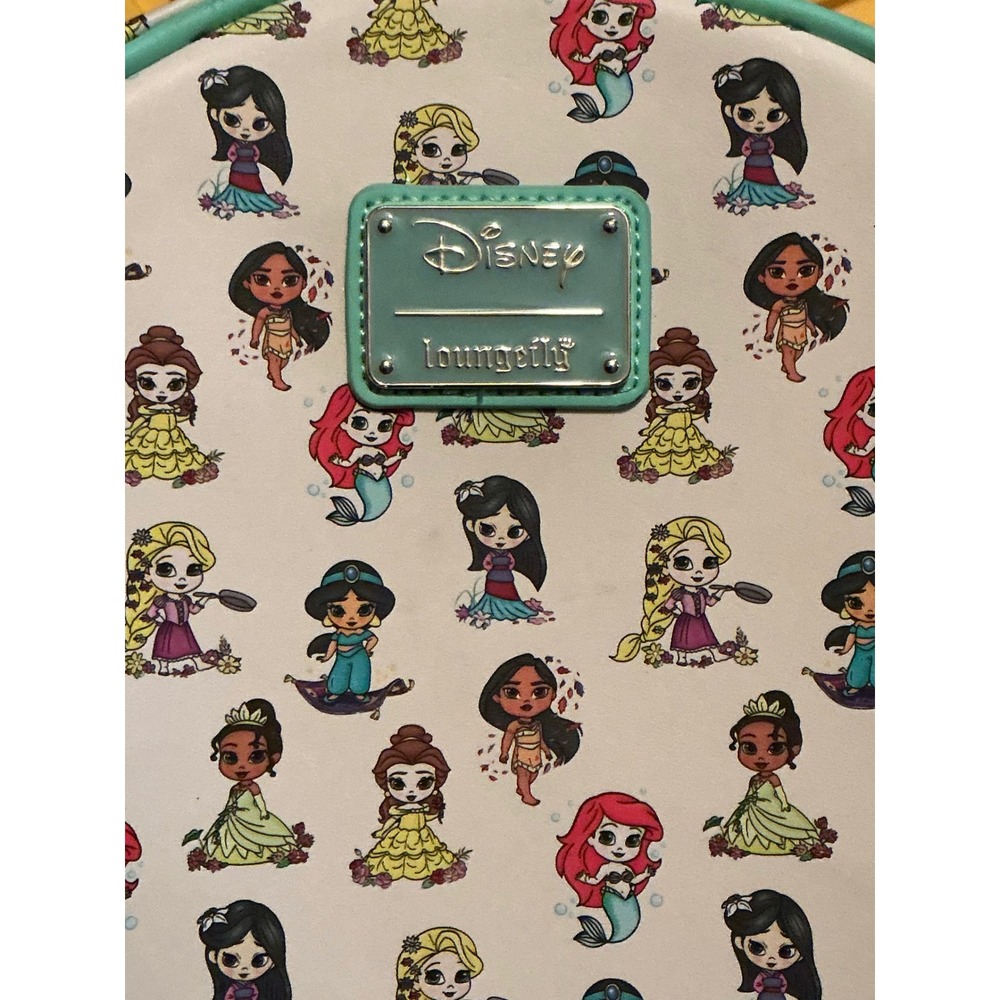 Disney Loungefly Chibi Princess Mini Backpack Mint Green Trim Cream Multi